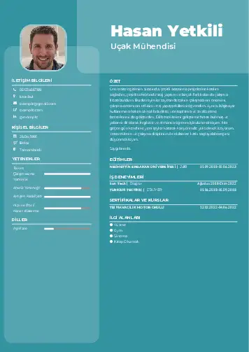 Havacılık Ve Uzay Uçak Mühendisi Cv Örnekleri cv indir